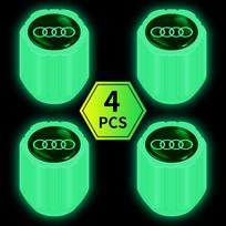 4PCS Luminous Car Tire Valve Cap Fluorescent Night Glowing Decor For Audi A1 A2 A3 A4 A5 A6 A7 A8 Q1 Q2 Q3 Q4 Q5 Q6 Q7 Q8 B5 B6 B7 B8 C5 C6 C7 C8 S4 green