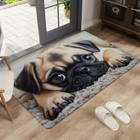 Cute Pug Themed Floor Mat, Non-slip Absorbent Area Mat 40X60CM gray