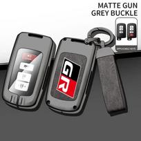 Automobilio TPU cinko lydinio raktų dėklas krepšys, skirtas Toyota GR 86 Supra Yaris RAV4 Prius Corolla C-HR Camry Auris, automobilio raktų pakabukas, metalinis raktų apvalkalas RB4 gray
