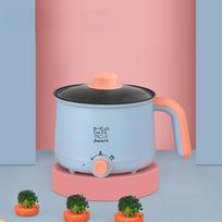 Electric Cooker Dormitory Student Household Mini Hot Pot for Noodles Cooking Shabu Shabu Steak Eggs Pasta Soup Easy to Clean PP Steamer beige