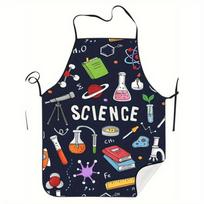 1pc Science-Themed Apron | Durable And Easy-To-Clean Apron, Chemistry Lab Design, Suitable for Science Classes, Birthday Parties, Themed Events - Retr 55x68cm gray