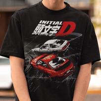 Initial D Shirt, Fujiwara Drift Racing Tee, JDM Car Culture Anime Unisex T-Shirt, Street Racing Japanese Manga Graphic, 90s Retro Racer Gift 140 gray