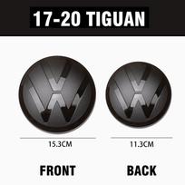 2pcs Car ABS Emblem Front Hood Badge Rear Trunk Sticker Decoration for Volkswagen VW Tiguan 2017 2018 2019 2020 2022-2023 gray