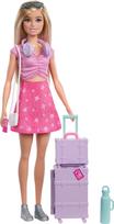 Barbie Exciting Trip Barbie Doll with Suitcase Pretend Ages JMJ47 Set & Accessories, Dress-Up Doll, Play, 3+, Pink, rožinė