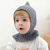 Warm Balaclavas Windproof Pullover Hat New Baby Hat Scarf Set  Newborn chaki