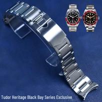 Nerūdijančio plieno atsarginis dirželis Tudor Black Bay su raudonu akcentu, 22 mm 22mm sidabras