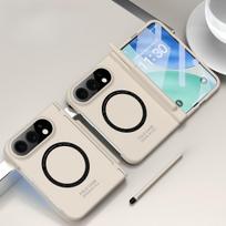 For iPhone Ultra Fold Magnetic PC Case For Magsafe With Flim Screen Glass With S Pen Hinge Protection Shockproof Back Cover iPhone Ultra smėlis