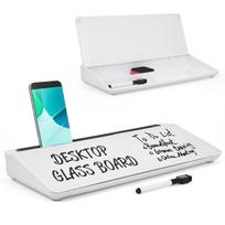 Small Desktop Glass Whiteboard Dry Erase Board White Board Surface Tablet Phone Stand Easy to Wipe Office Studio Desk Organizers with 4 Inner Grids f balta