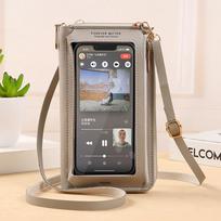 Lietimui jautraus ekrano mobiliojo telefono krepšys Rankinė Moteriška Crossbody Piniginė Vienos peties Skaidri Monetinė gray