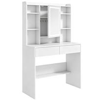 Kosmetinis staliukas su LED veidrodžiu ir 2 stalčiais, baltas, 90 x 40 x 144,7 cm