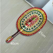 Vietnam Imports Hand Woven Seaweed Fan Oval Dopamine Daily Ins Style African Element Decoration Homestay Summer tamsiai mėlyna spalva