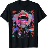 Japanese Streetwear Cyberpunk Y2K Retro Techwear Manga Anime T-Shirt 2 L gray