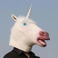 Animal Unicorn Mask Head (White), Scary Horse Mask, Fancy Dress Latex Mask for Fancy Dress Party or Halloween