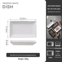 Frosted Stone Pattern Rectangular Ceramic Plate for Sushi, Cake, Dessert, and Barbecue black
