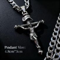 316L nerūdijančio plieno Jėzaus kryžiaus pakabukas ant kaklo vyrams Papuošalų aksesuarai Religinės dovanos 60CM black