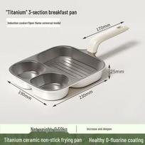 Titanium Ceramic Non-Stick Frying Pan for Breakfast, Eggs, Burgers, and Steaks. Three-in-One General Breakfast Version gray
