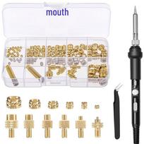 6-Piece Hot Press Heads & 130 Threaded Inserts Welding Set for 3D Printing, Hot Melt Nuts, and Electric Soldering Iron Repair. US 110V