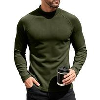 Men's Cotton Neck Undershirt Short Sleeve -Shirt L armijos žalia spalva