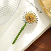 New Green Dandelion Flower Enamel Brooches Women Men's Weddings Plants Brooch Pins Gifts beige