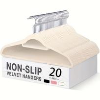 20/50 vnt. aksominiai pakabai su 360° besisukančiais kabliukais, neslystantys, vietą taupantys pakabai paltams, kelnėms ir kostiumams 20pack smėlis