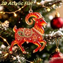 Easy to Hang 2D Acrylic Goat Christmas Tree Pendants Cute Sheep Hanging Ornaments for Xmas Home Decor A2