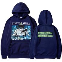 90S Manga Ghost In The Shell Hoodie Kusanagi Motoko Anime Men'S Women Hooded Sweatshirts Clothes Graphic Print Oversized Hoodies S black