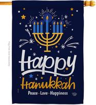 Happy Hanukkah Winter Candle Bonsai Menorah Jewish Chanukah David Decoration Banner Small Garden Yard Gift Double-Sided, Hou LLX 12x18inch white