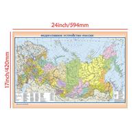 Rusijos politinis sieninis žemėlapis Švietimo Federalinės struktūros plakatas Geografinis žemėlapis mokyklos klasei, biurui, darbo kambariui, namų svetainės dekoravimui 90cm*60cm
