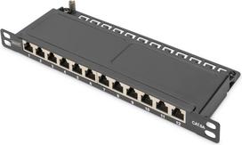 Digitus CAT 6A Slim Patch Panel, shielded, 12-port, 0.5 U, 10", black