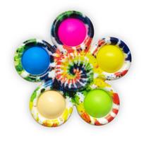 Fidget Spinner žaislai Tie Dye spalvoti burbuliukų spaudymo rankiniai suktukai ADHD nerimui streso malšinimui Sensoriniai vakarėlio dovanėlės Vaikams dovanos blue