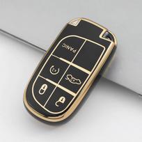 Gold Edge Key Case for Jeep Compass, Cherokee, Renegade, Grand Cherokee, & Dodge gray