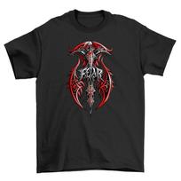 Gothic_72 Dragon Cross tee- Mystical and Edgy! Unisex Printed Design, 100% Cotto M black