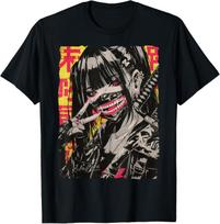 Japanese Streetwear Cyberpunk Y2K Retro Techwear Manga Anime T-Shirt Mens Womens Tees Top L gray