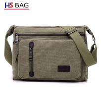 Men's Korean Style Canvas Crossbody Messenger Bag: Fashionable, Casual, Large Capacity 14-inch armijos žalia spalva