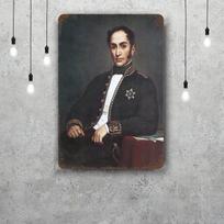 Simon Bolivar Metaliniai ženklai sienų dekoras Vintažiniai skardos ženklai Kapitono metalinis plakatas Dekoracija Barui, Pub'ui, Klubui Sienų dekoravimas 20x30cm（7.8x11.8inch） yellow