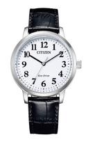Citizen Eco-Drive Men's Business Watch BJ6541-15A Solar Powered Cowhide Leather Band Stainless Steel Case gray