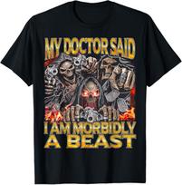 Morbidly a Beast - Edgy Skeleton Hard Skeleton Meme T-Shirt S gray