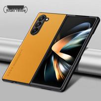 Compatible with Samsung Z Fold7: Lightweight Luxury Leather Case for Foldable Phone Z Fold8 Wide Fold orange