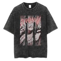 Dandadan Vintage Washed Manga Panel Anime T-Shirt, Unisex Supernatural Manga Fan Streetwear Tee, 100% Cotton Casual Short Sleeve Top S