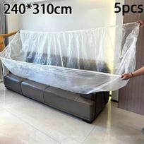 5 Pcs Plastic Bed Dust Cover Elastic Edges Extra Large Size For Home Renovation Moving Furniture Protection