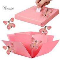 Creative Packaging for Cakes Butterfly Explosion Gift Box, DIY Surprise Exploding Present Holder with 4 Ceremonial Box Winged Flying Butterflies B black