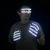 1 rinkinys LED scenos pasirodymų reikmenys LED akiniai ir LED pirštinės Naujųjų Metų šviečiantys akiniai su pirštinėmis Karnavalo festivalio rekvizitai purple