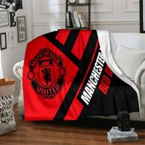 Manchester Crest Flannel Blanket, Soft Polyester, Modern Design, All-Season for Camping, Travel, Gifts for holidays or birthdays 75x90cm