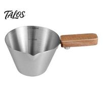 Barista Coffee Tools Espresso Liquid Extraction Cup with Walnut Handle, 120ml Capacity, Stainless Steel Measuring Scale, Pointed Spout Tool 120ML juoda
