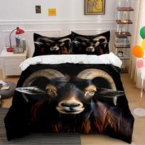 Majestic Goat Head Design Bedding Duvet Cover Set  (1*Duvet Cover 2*Pillowcases, without duvet insert) 135x200cm