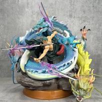 22cm Three Dragons Roronoa Zoro Anime Action Figures Creativity Statue Model Ornament Office Room Decoration Collection Fan Gift black