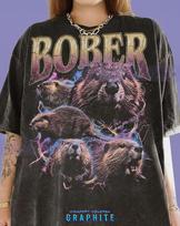 Bober Beaver Kurwa Rodent Wildlife Nature Comfort Colors® Tshirt, Vintage Bootleg Retro 90S Graphic Animal Lover Realistic Beaver Tees, 150 gray