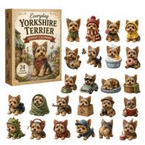 Christmas Ritual Box 2026 Dog Advent Calendar, 24 Days Puppy Figures Countdown Special Edition Calendar 2D Acrylic Cute Collectible Ornaments A gray
