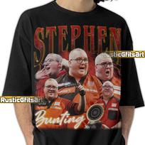 STEPHEN BUNTING DART marškinėliai, Stephen Bunting profesionalaus smiginio žaidėjo individualūs marškinėliai, Stephen Bunting vintage atributika, smiginio žaidėjo bootleg marškinėliai 130 brown