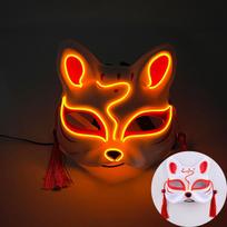 Helovino švytinti japoniška neoninė lapės kaukė LED šviesos Cosplay kaukė, mirksinti tamsoje, maskaradinio vakarėlio kaukė, kostiumas purple